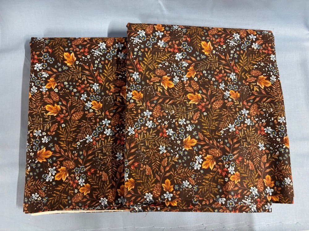 Fall Floral Harvest Cotton Fabric Brown Blue Amber 8 Yards Total Joann Fabric