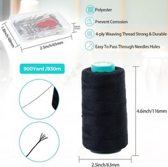 FIVEIZERO 900 Yards Hair Extension Thread Sewing Threads Weave Black