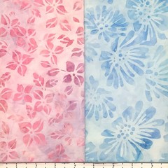 Lot 10 Fat Quarters Pink & Blue Light Batik Lunn Fabric FQ Pack Cotton Lavender