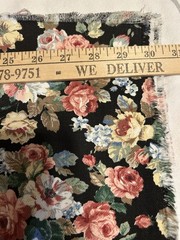 Peter Pan Fabrics Florals Black Chintz Cotton Fabric 60”x 3 Yards Vintage