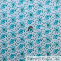 BonEful Fabric FQ Cotton Quilt Blue Sky Cloud FLOWER Garden Small Bohemian BOHO