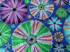 Kaffe Fassett. 6 Fat Quarters in shades of Blue. New, all are Beautiful.