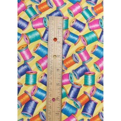 Jo-Ann Stores Exclusive Thread Spools Cotton Fabric Novelty Sewing 2 Yards