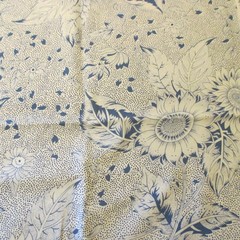 Cotton Int’l Quilt Study Center Nebraska Tan Red Blue Floral 23″ x 44″