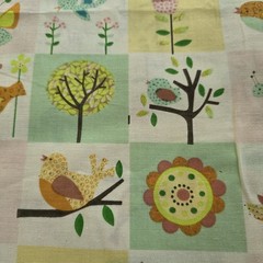 Vintage Baby Fabric 72×43 Yellow Pastel Baby Bird Snail Butterfly Cute 2 Yards