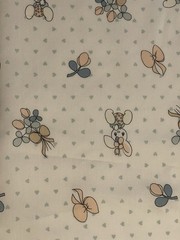 VTG Precious Moments Spectrix Pastel FABRIC Baby BUNNY Flowers Bows Polka Dots