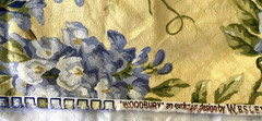 Fabric, Blue Floral, “Woodbury” Wesley Mancinio, Teflon, 1.8333 Yards
