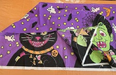 Vintage Halloween Fabric Glow In The Dark 60×80 Frankenstein Black Cat Purple