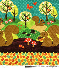 Michael Miller Fabric Forest Animals Fabric Nuts for Dinner Panel 19″ x 44″