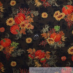 BonEful Fabric FQ Cotton Quilt Cream Blue Pink Flower Green Leaf Berry Red Print