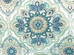 Berkshire Outdoor Medallion Cushion Upholstery Fabric in Teal Beige 1.25 lot