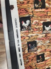 1 Yard Bricks Chickens Farmhouse Roosters 100% Classic Cotton Fabric