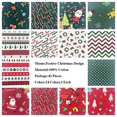 42Pcs Christmas Charm Pack Fabric Squares 5×5 Inch Pre-Cut Quilting Bundle