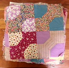 Vtg Lot of 17 Hand Sewn Bow Tie Quilt Blocks 1950-60’s -READ – Needs Laundering