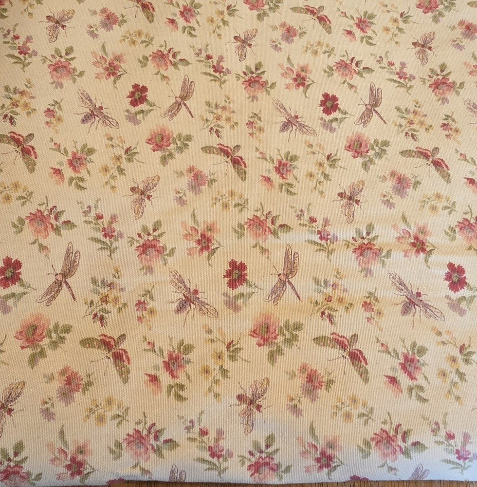 Waverly “Flea Market” Upholstery Fabric 6 Yards X 54 In Wide Dragonflies Flowers