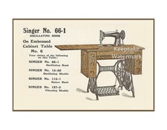 Singer Sewing Ad Cotton Fabric Quilt Block Free Shipping World Wide (S6