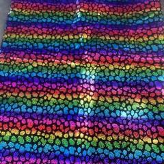 Rainbow Holographic Leopard Fabric 44×72 Glitter Foil Rave Dance Cosplay Shiny