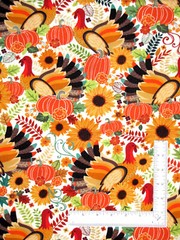 Sunflower Autumn Turkey Fabric By The Yard Gather Together Cotton Benartex