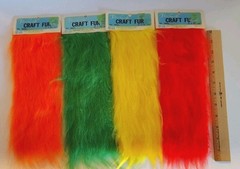 Vintage Craft Fur Fiber Crafts 4 PC Lot Each 4″X12″ Orange Red Green Yellow