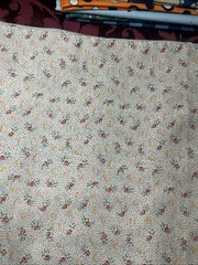 Vintage Green Red Yellow Cotton Blend Fabric 1 Yard Green Background
