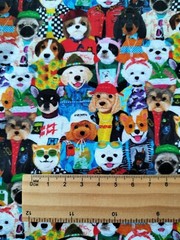 Per HALF METRE Multicoloured Dogs in Human Clothes Quilting Cotton Fabric