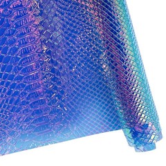 | Iridescent Transparent Embossed Vinyl Holographic Blue Clear PVC Vinyl Craf…