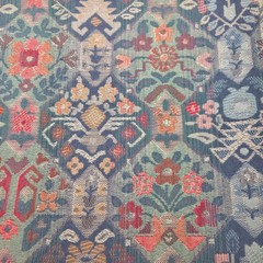 Vintage Kilim Jacquard Upholstery Fabric Remnant Boho Floral Geometric 56×20