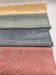 Green Silk Moire Fabric, Watermark Patterned, By 2 Meters.