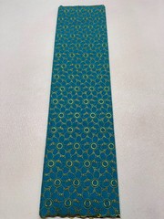 Turquoise Blue Gold Voile Lace| Gold Floral Lace Embroidery| Sold by 5 Yards.