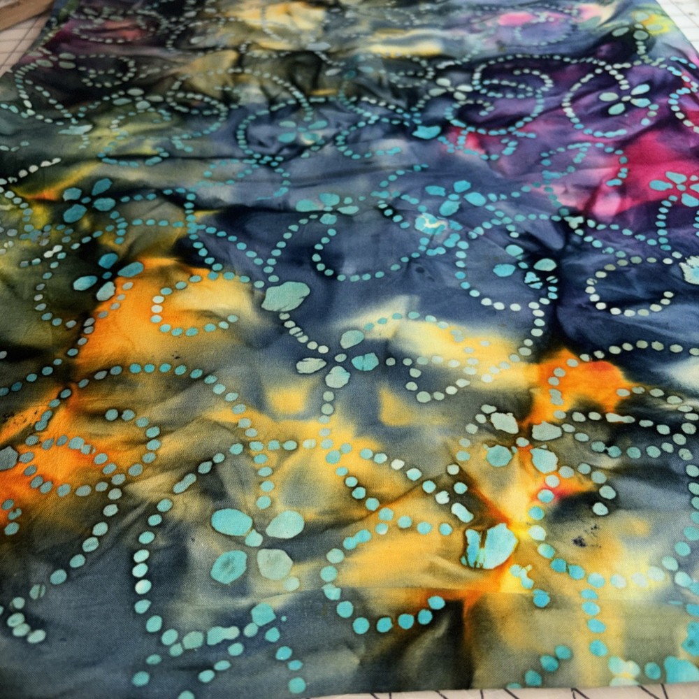Vibrant Multi-Color Bali Batik Fabric – 2 Yards Uncut – OOP Rare