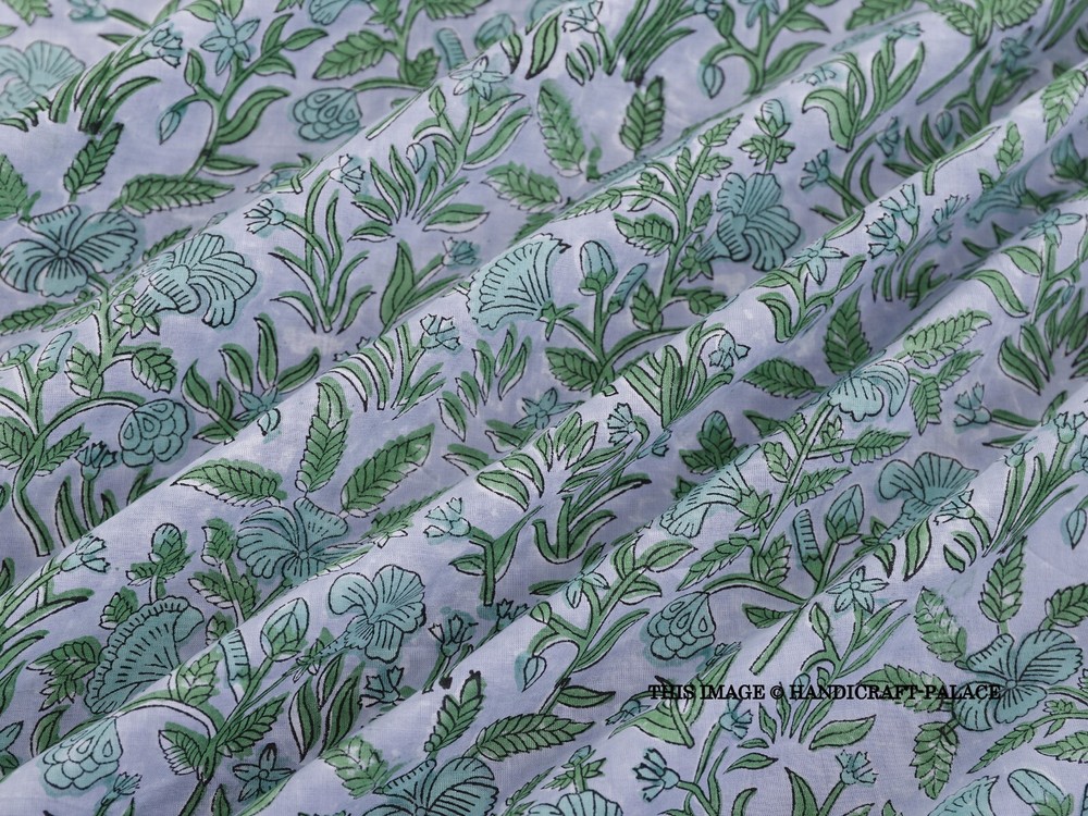 Indian Block Print By The Meter 100% Cotton Women Dress Craft Sewing Fabric Gray