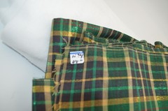 Yarn-dyed Metallic Holiday Plaid Fabric Green Black Gold and Red 11.75 Yds 44″
