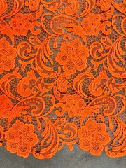 Maggie BRIGHT ORANGE Guipure Venice Heavy Lace Fabric by the Yard – 10019