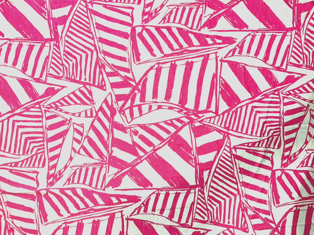 Lilly Pulitzer Capri Pink Yacht Sea Sailboat Slub Cotton Fabric – 3FT x 5F