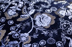 3.3 yd/ Vintage Mulberry Silk Velvet Devore Fabric Luxury Uzbek Oriental Textile