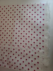 Fabric Remnant Material 60×108″ Fuschia Pink Polka Dot On White Piece Polyester