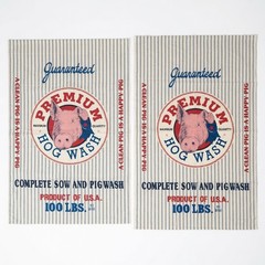 Farmhouse Primitive Pig Fabric Panels Feed Sack Hog Wash Ticking Stripe Pair