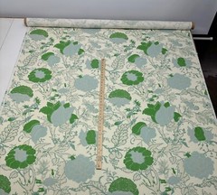 ACQUITAINE WOLF HALL MEADOW GREEN FLORAL LINEN EXCLUSIVE FABRIC 2.2 YARD 53″W