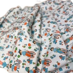 Vintage Childrens Fabric Material Kids on Bikes Heavy 4 yards Total 36″ Wide
