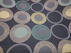 Teal Yellow Gray Modern Geometric Circle Fabric – 2 Pieces 54″W x 37″L
