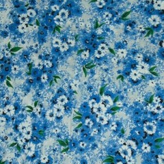 Fabric BTY Floral Blue White 45 Inches Wide Synthetic Silky
