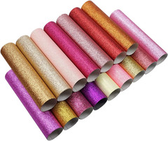 16 Colors 8X12 Inches Fine Glitter Faux Lather Canvas Sheets for Hair Bows, Earr