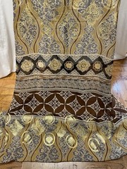 100% Silk Chiffon w/ Lurex Gold Brown Ornate Paisley Fabric By the Yard 45″ Wide