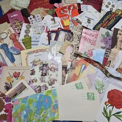 Junk Journal Lot 1 Lb Ephemera Trim Lace Fabric Craft Collage Paper Book Cover