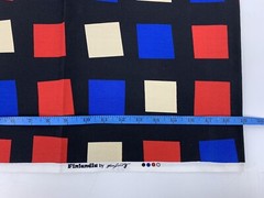 Finlandia Free Spirit Fabric Mod Mid Century Style Red Blue Tan Squares 1 yd