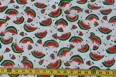 By 1/2 Yd, Vintage, Red & Green Watermelon on White Quilt Cotton, P5937