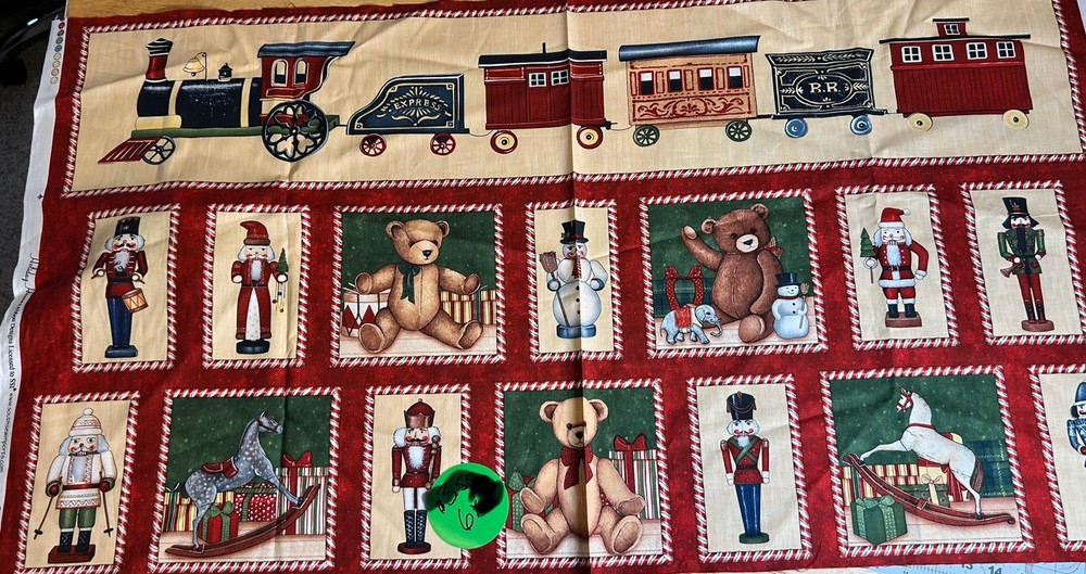 Holiday Home Trains Christmas Abbott Designs For SSI Cotton Fabric Panel New