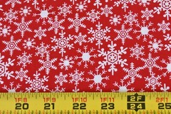 By 1/2 Yd, White Snowflakes on Red Quilt Cotton, Jo-Ann, P5487