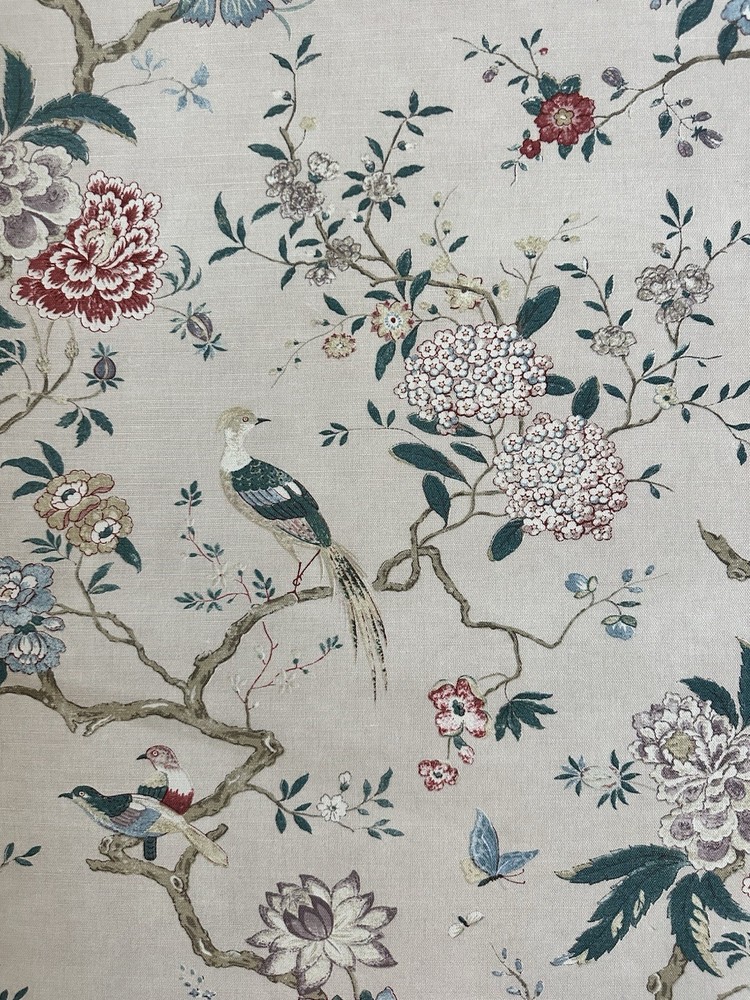 GP & J Baker Oriental Bird SIGNATURE FABRIC 3 3/8 Yards Linen