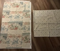 P Kaufman Blue Floral Bouquet Cameo and Block Print NOS 2 Pieces Home Dec